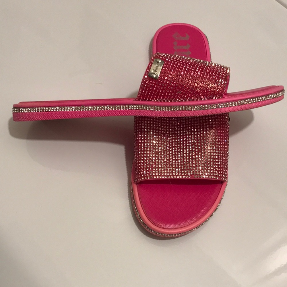 JUICY COUTURE Pink Rhinestone Slide Sandals - Picture 7 of 12
